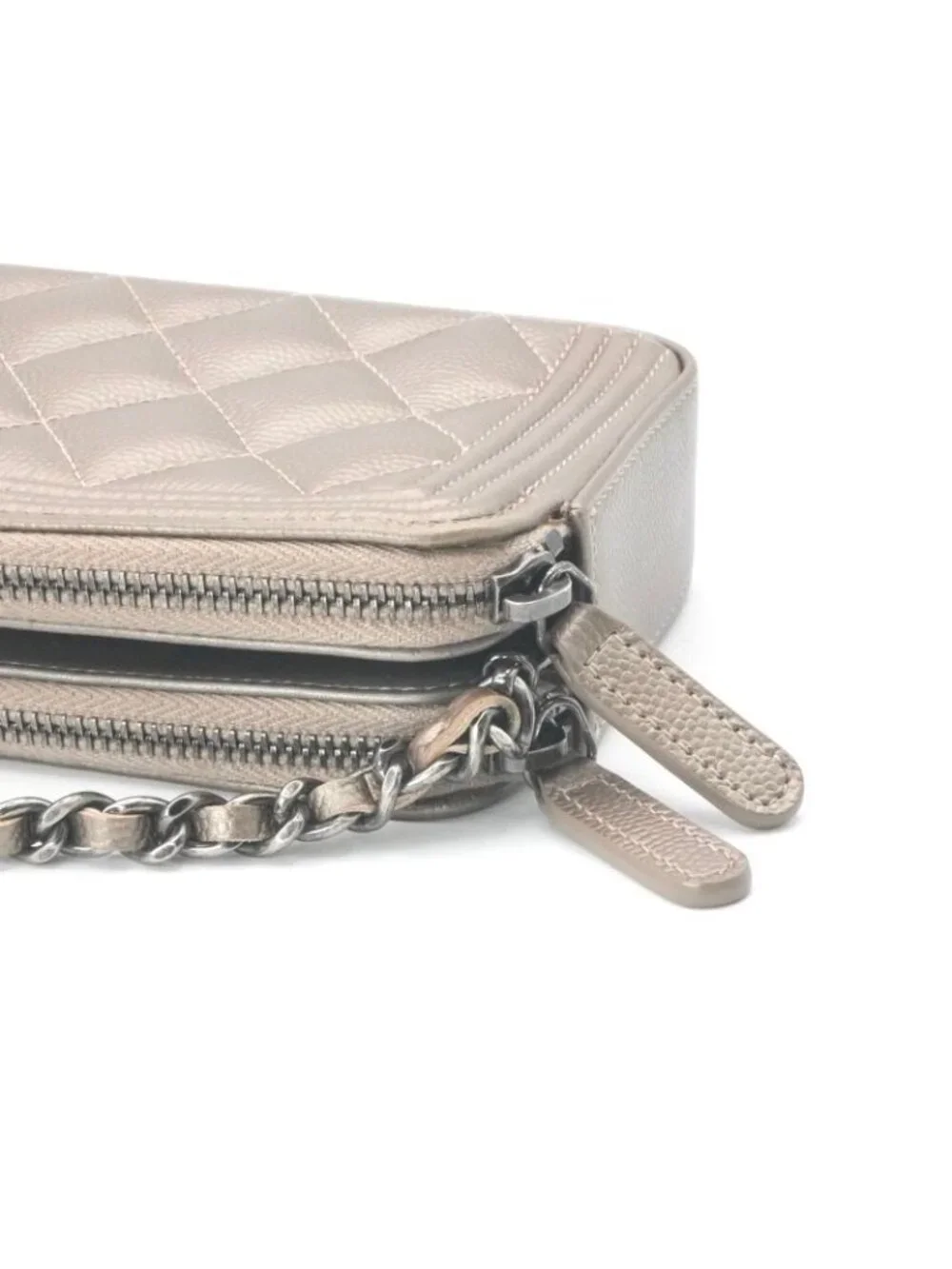 Chanel Wallet Gold Silver CC Logo Boy Chain Shoulder